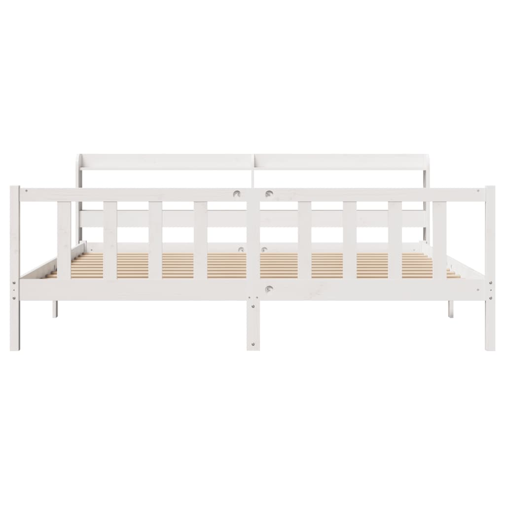 Bed Frame without Mattress White 200x200 cm Solid Wood Pine