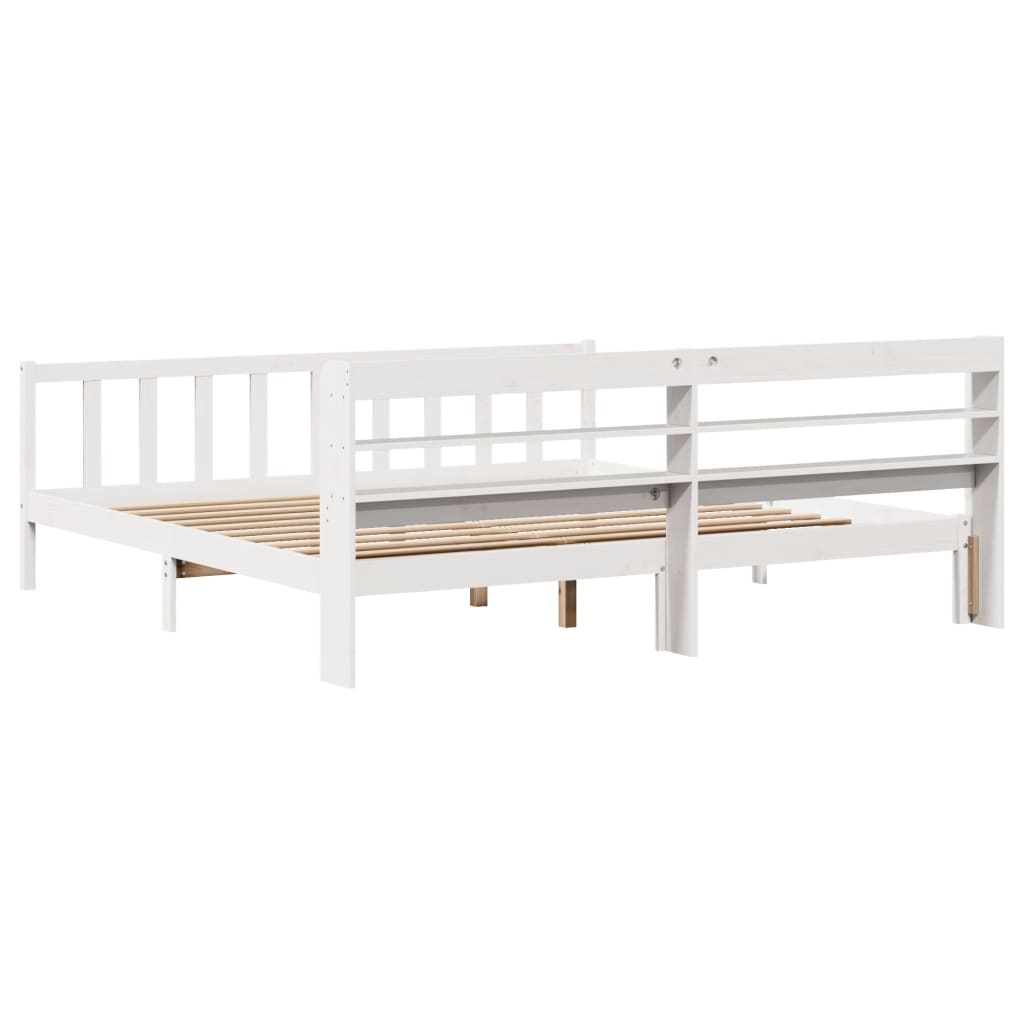 Bed Frame without Mattress White 200x200 cm Solid Wood Pine