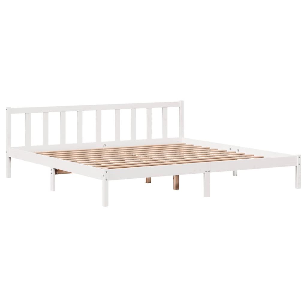 Bed Frame without Mattress White 200x200 cm Solid Wood Pine