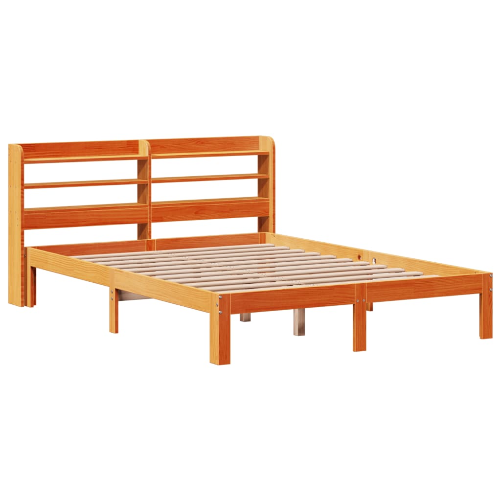 Bed Frame without Mattress Wax Brown 135x190 cm Double Solid Wood Pine