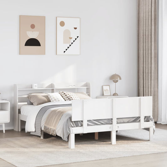 Bed Frame with Headboard without Mattress White 140x200 cm