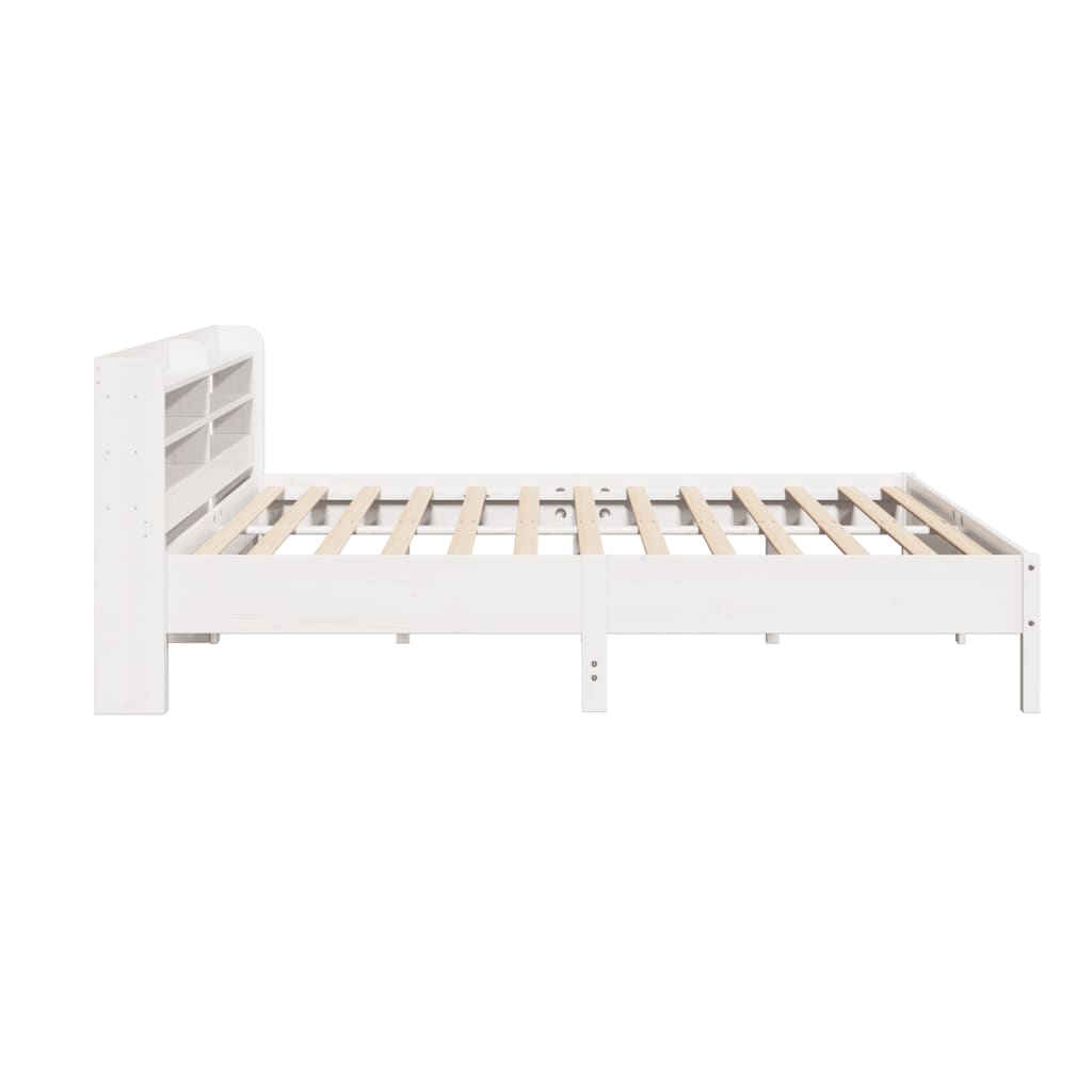 Bed Frame without Mattress White 200x200 cm Solid Wood Pine