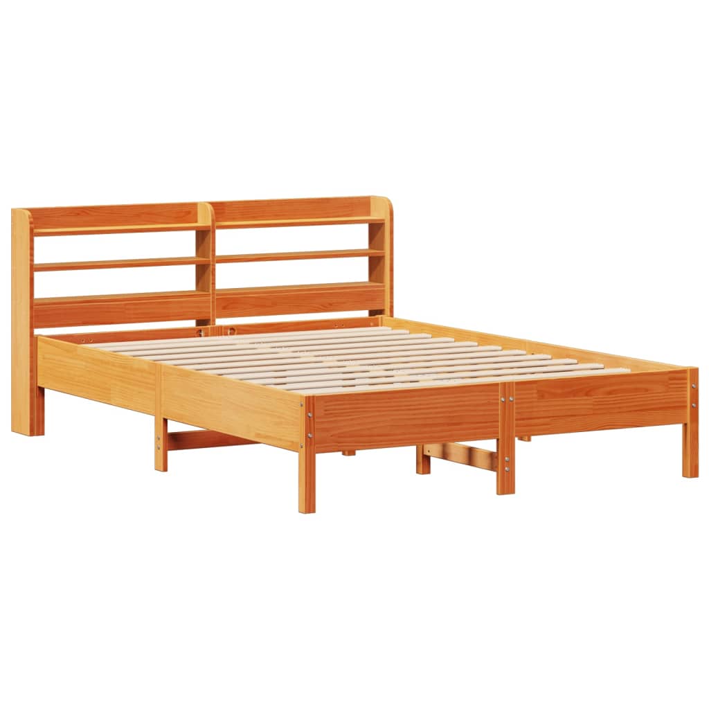 Bed Frame without Mattress Wax Brown 150x200 cm King Size Solid Wood Pine