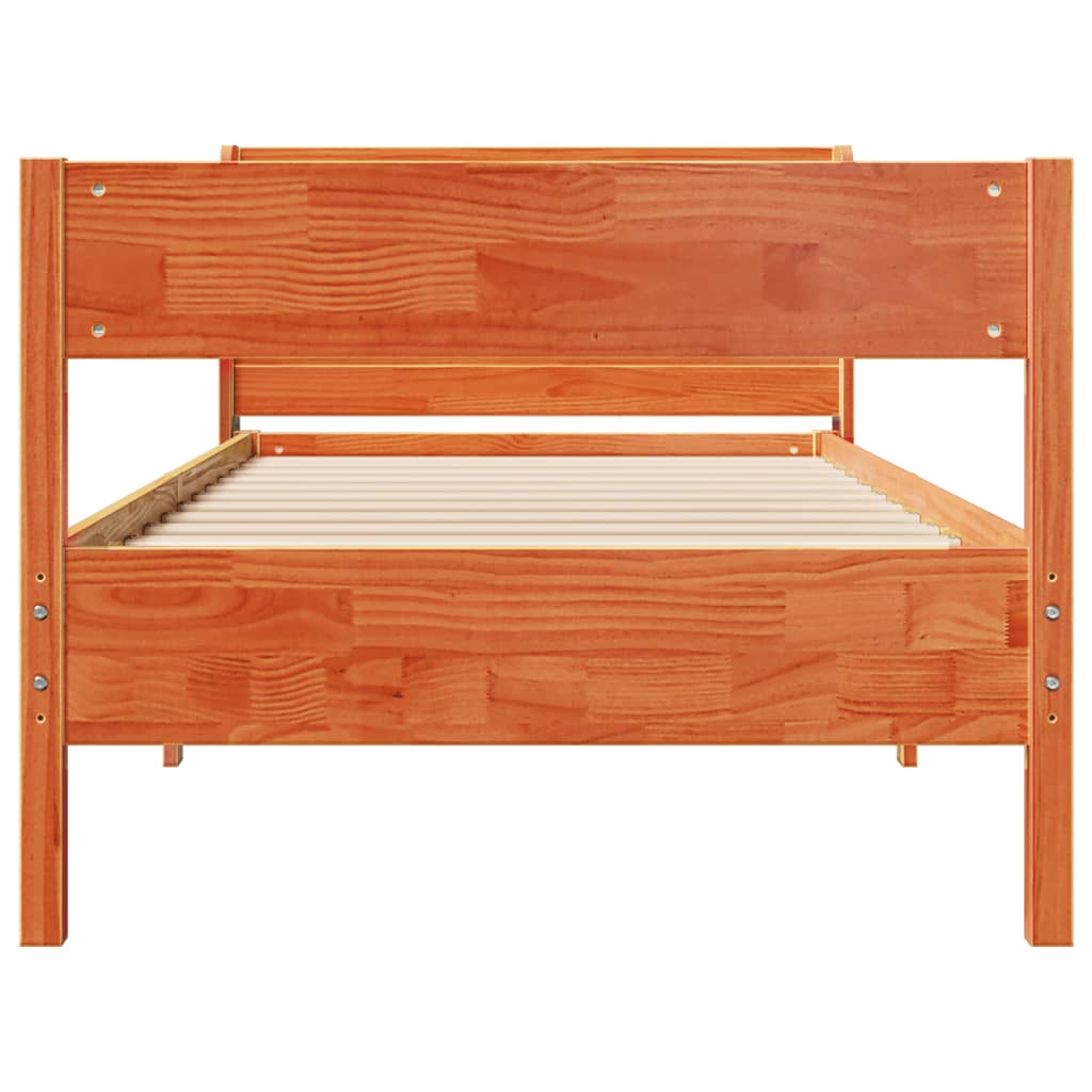 Bed Frame without Mattress Wax Brown 100x200 cm Solid Wood Pine