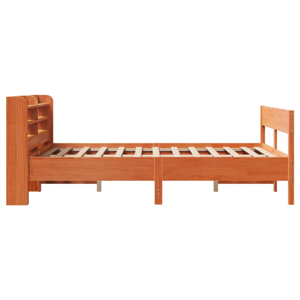 Bed Frame without Mattress Wax Brown 135x190 cm Double Solid Wood Pine