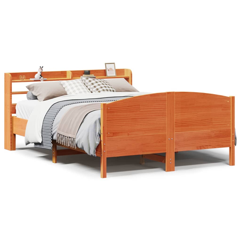 Bed Frame without Mattress Wax Brown 120x190 cm Small Double Solid Wood Pine
