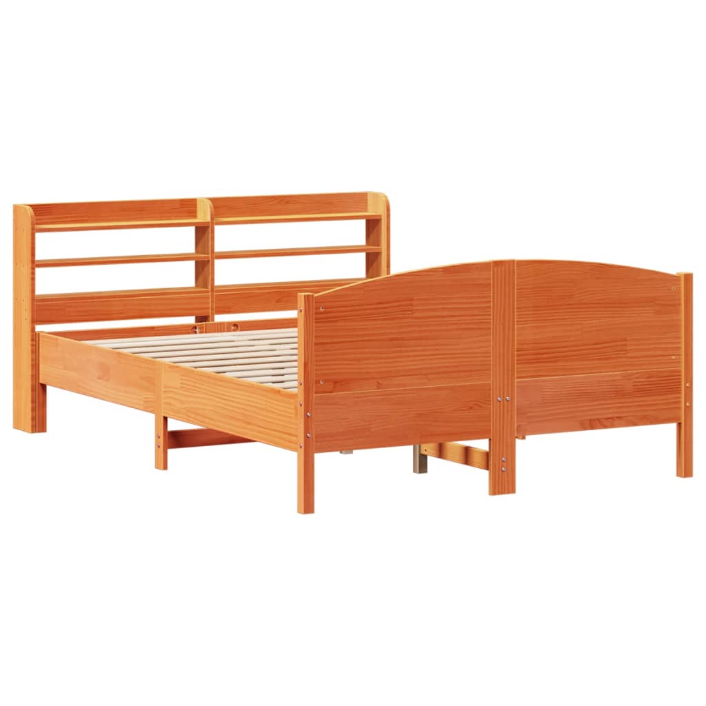 Bed Frame without Mattress Wax Brown 120x190 cm Small Double Solid Wood Pine