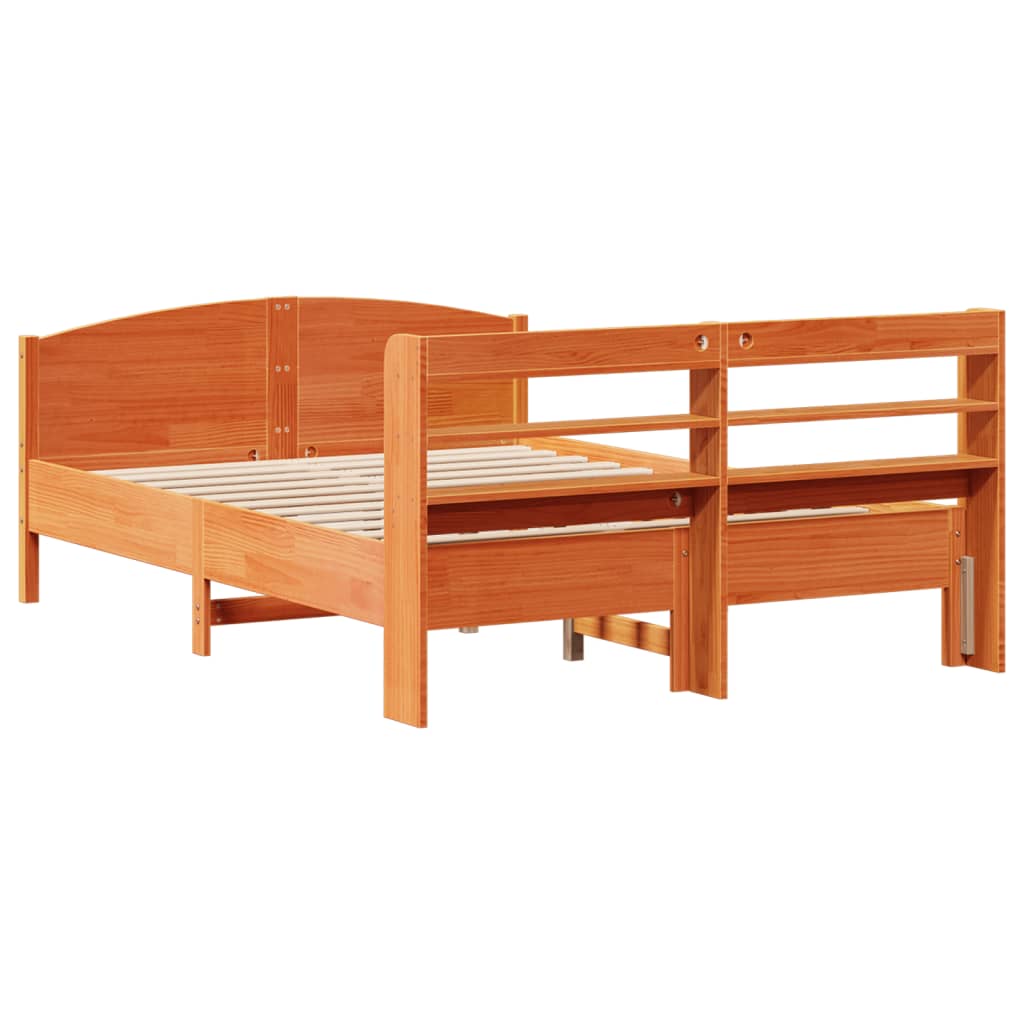 Bed Frame without Mattress Wax Brown 120x190 cm Small Double Solid Wood Pine