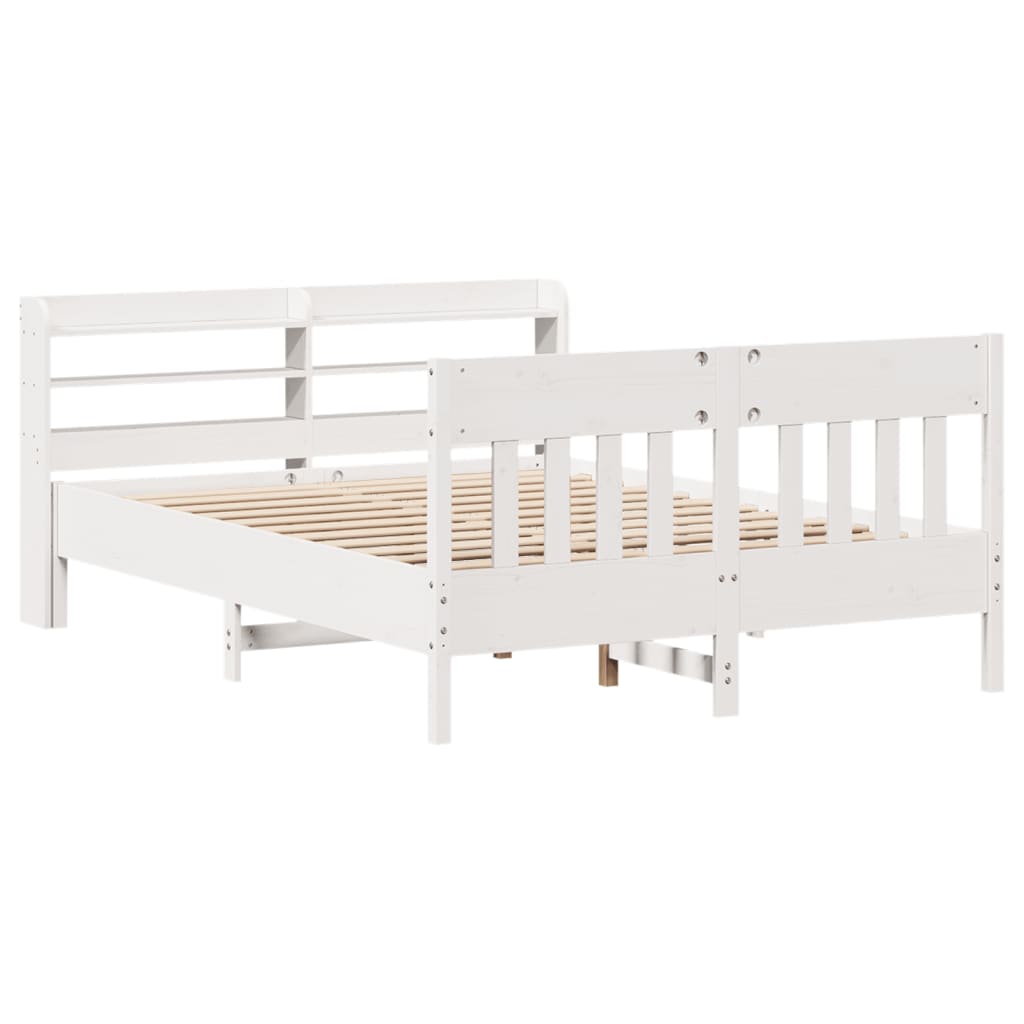 Bed Frame without Mattress White 160x200 cm Solid Wood Pine