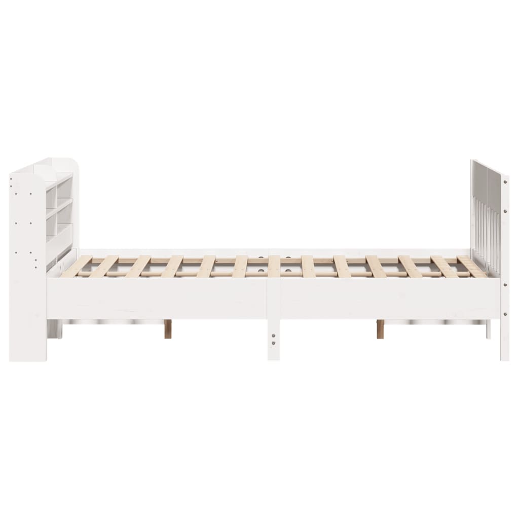 Bed Frame without Mattress White 150x200 cm King Size Solid Wood Pine