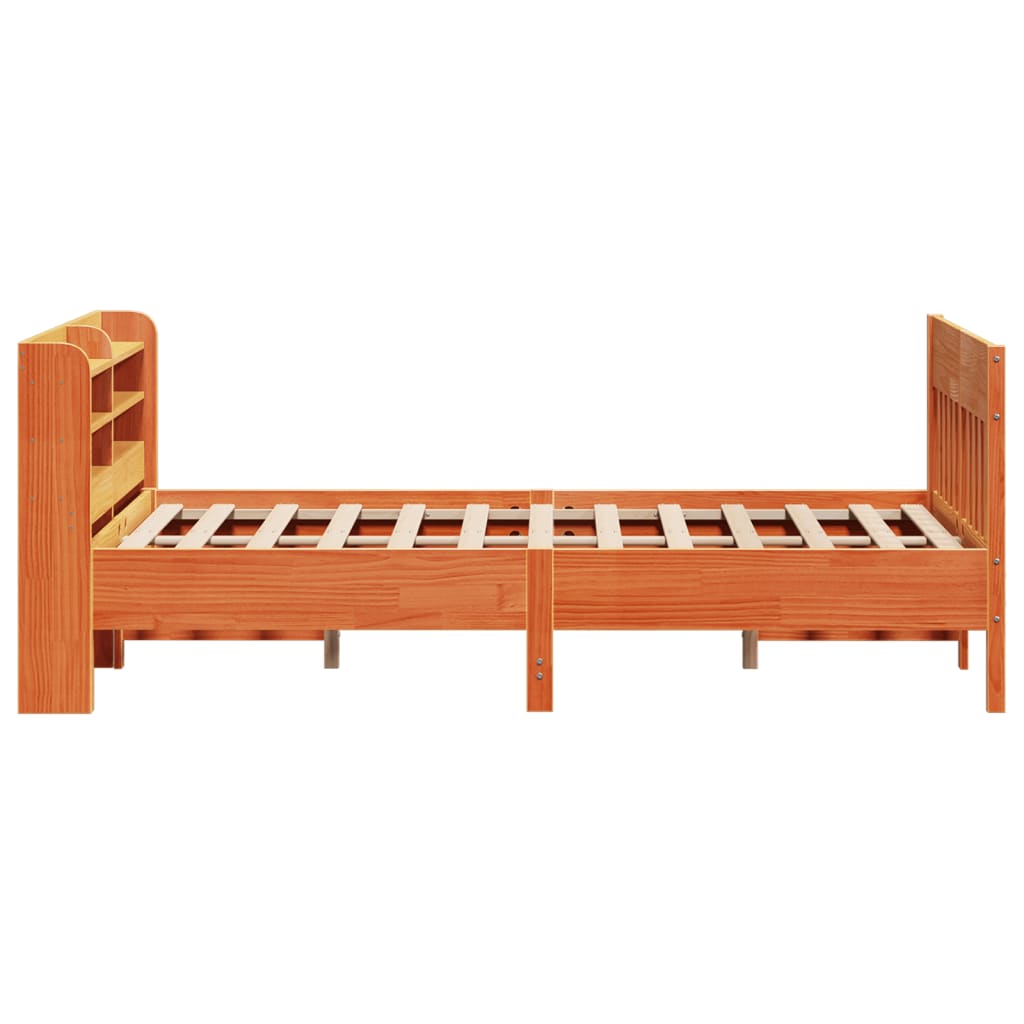 Bed Frame without Mattress Wax Brown 135x190 cm Double Solid Wood Pine