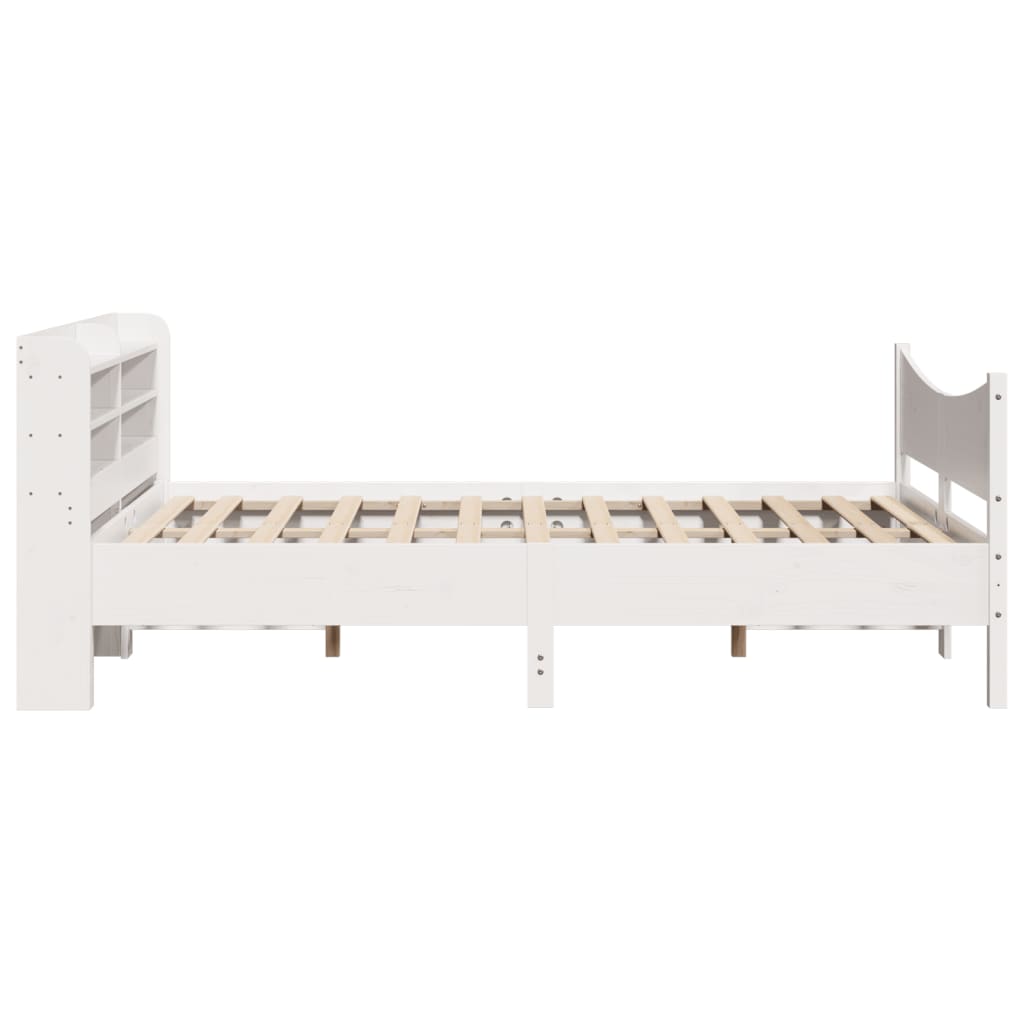 Bed Frame with Headboard White 150x200 cm King Size Solid Wood Pine