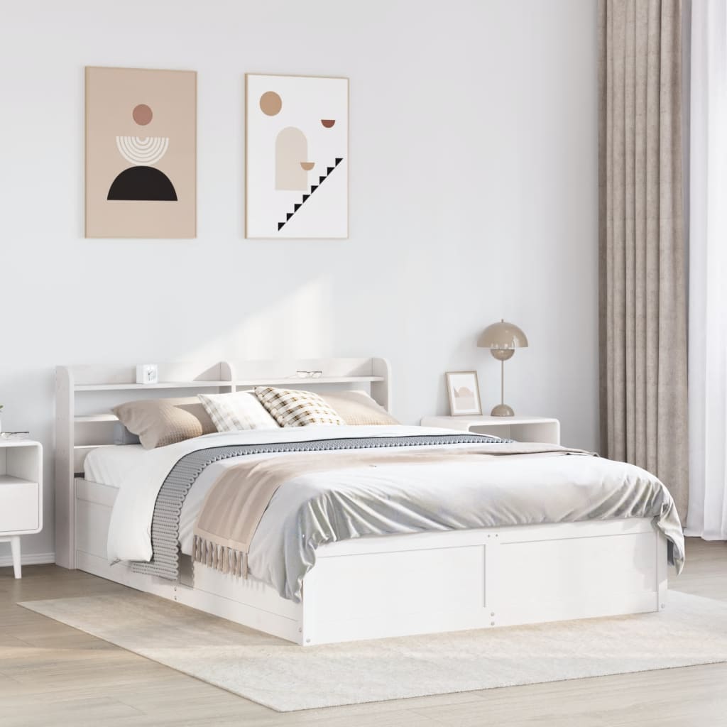 Bed Frame with Headboard White 160x200 cm Solid Wood Pine