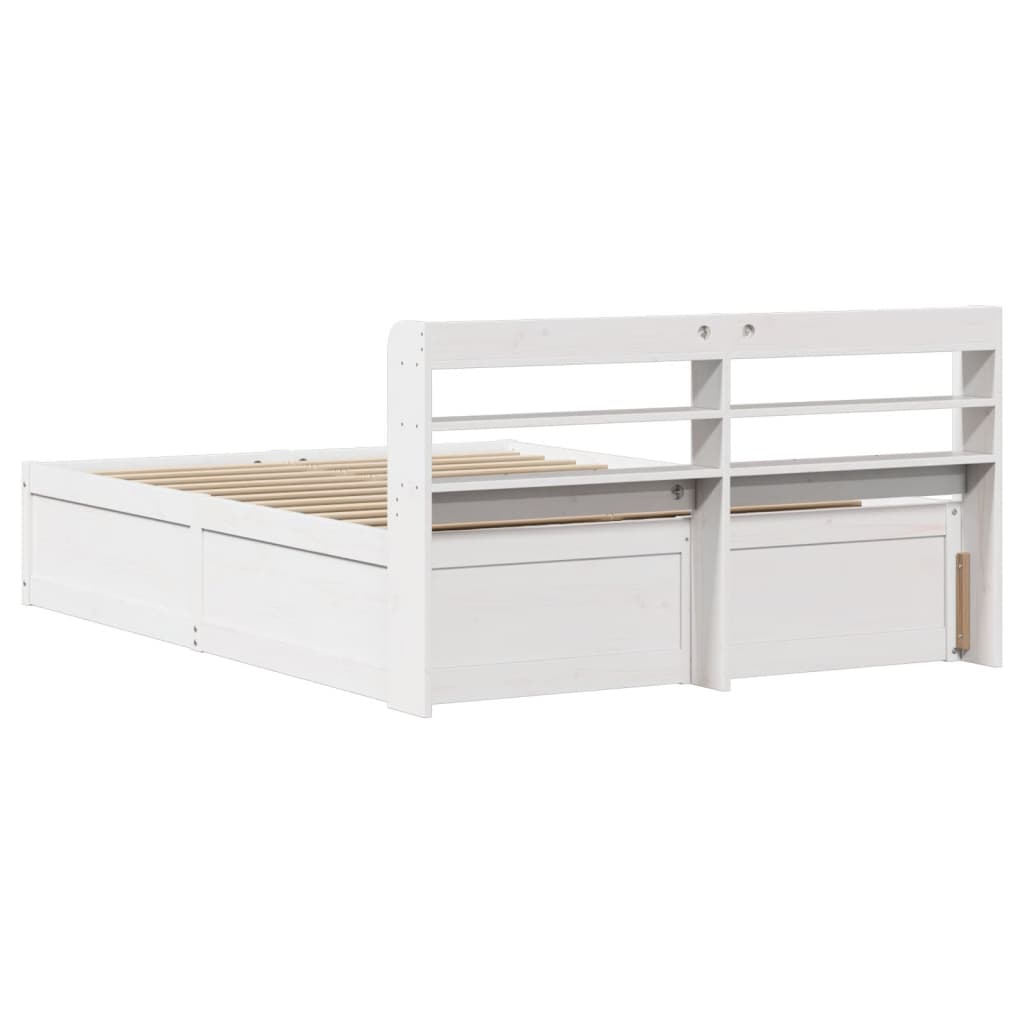 Bed Frame with Headboard White 160x200 cm Solid Wood Pine
