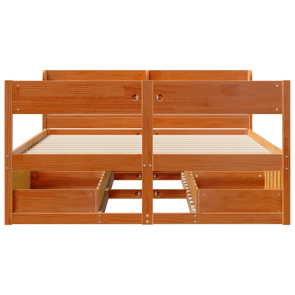 Bed Frame without Mattress Wax Brown 140x200 cm Solid Wood Pine