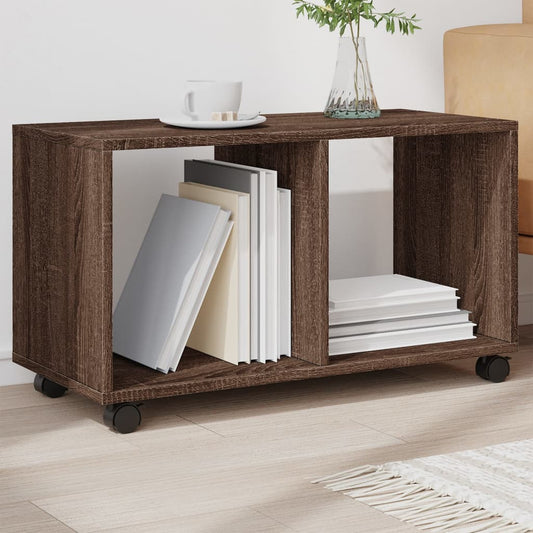Rolling Cabinet Brown Oak 72x33x42.5 cm Engineered Wood