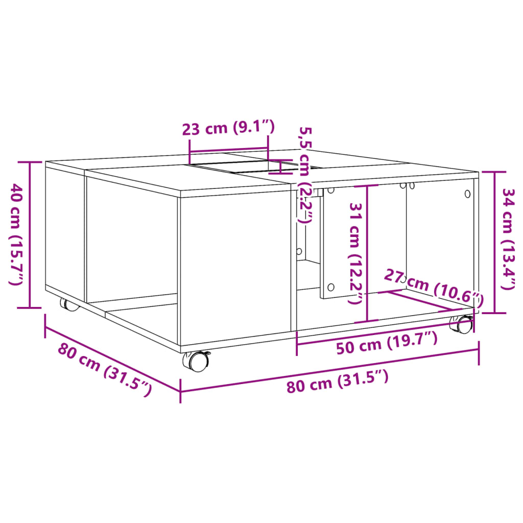 Coffee Table Grey Sonoma 80x80x40 cm Engineered Wood
