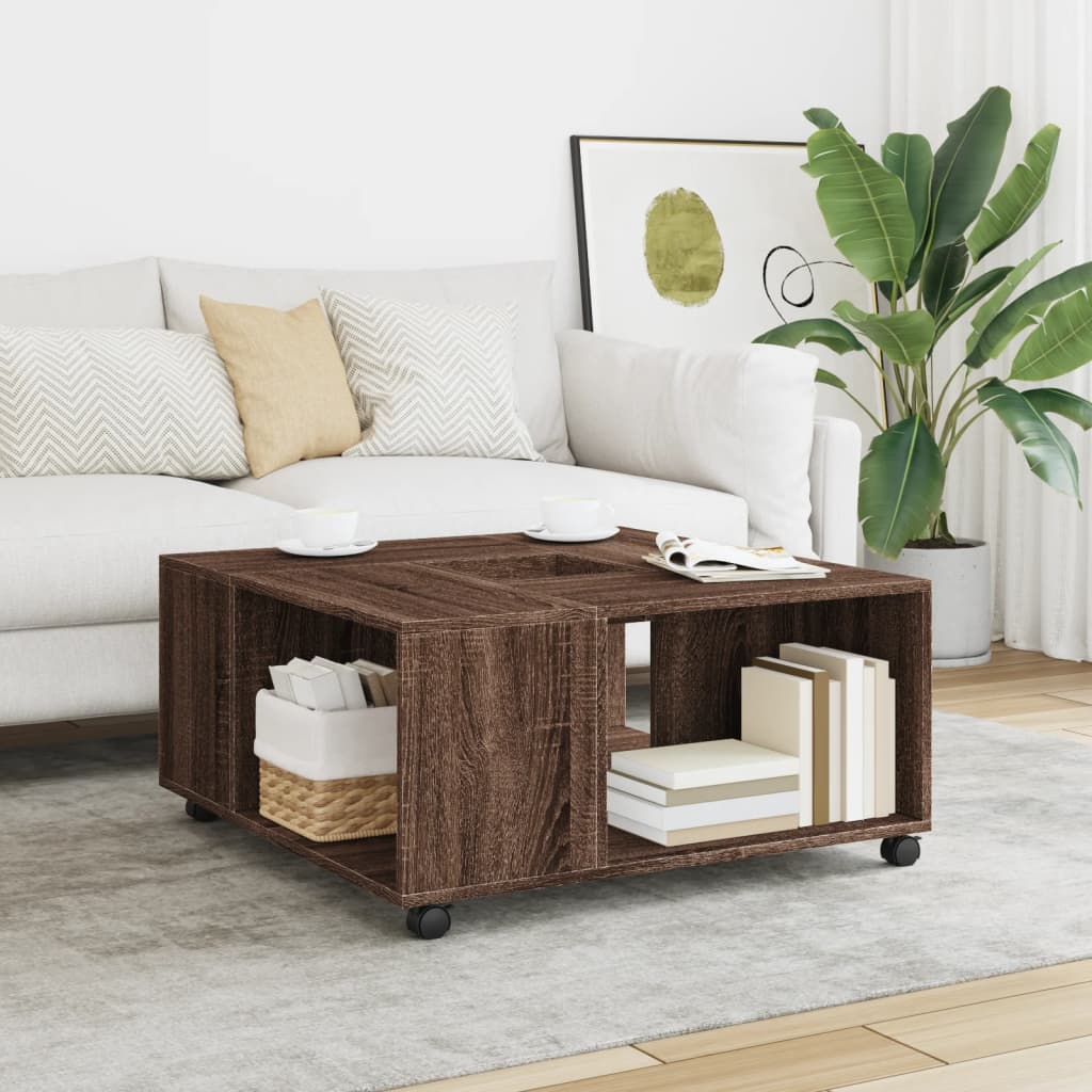 Coffee Table Brown Oak 80x80x40 cm Engineered Wood