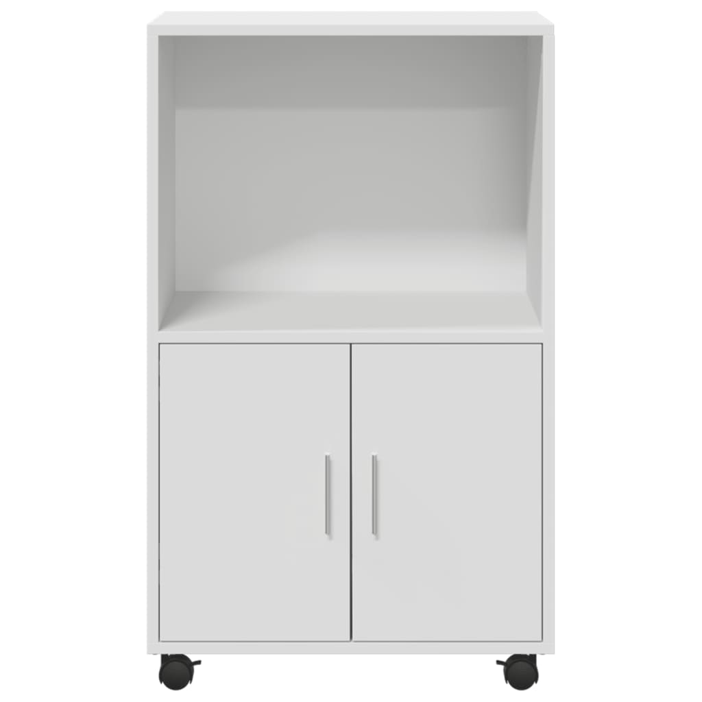 Rolling Cabinet White 55x40x91 cm Engineered Wood