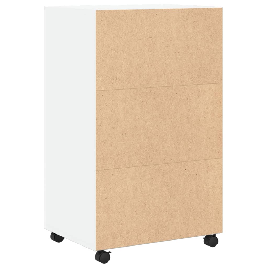 Rolling Cabinet White 55x40x91 cm Engineered Wood