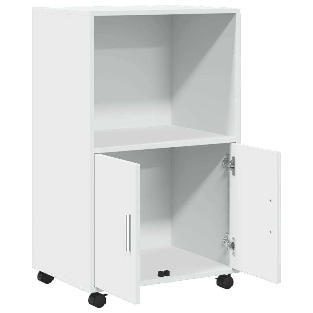 Rolling Cabinet White 55x40x91 cm Engineered Wood