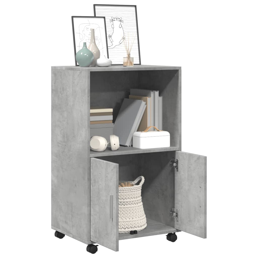 Rolling Cabinet Concrete Grey 55x40x91 cm Engineered Wood