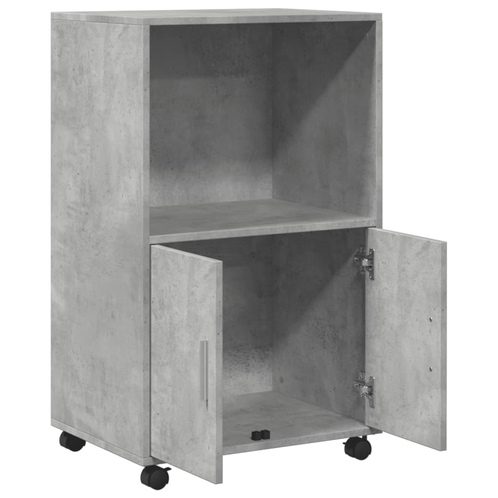Rolling Cabinet Concrete Grey 55x40x91 cm Engineered Wood