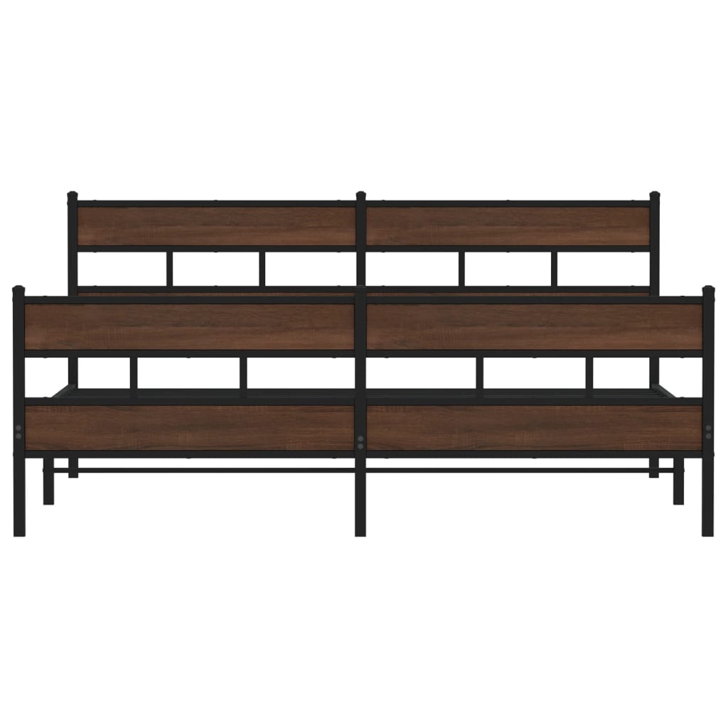 Metal Bed Frame without Mattress Brown Oak 193x203 cm
