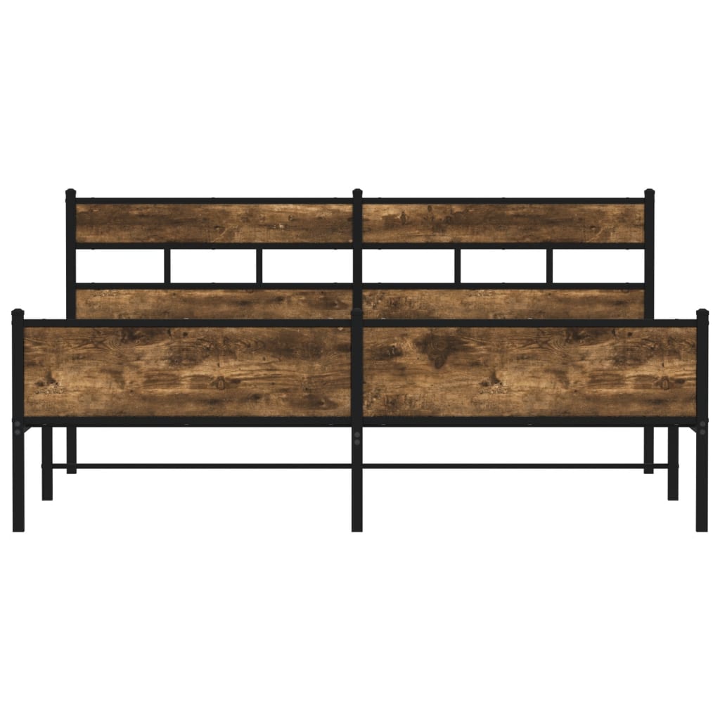 Metal Bed Frame without Mattress Smoked Oak 183x213 cm