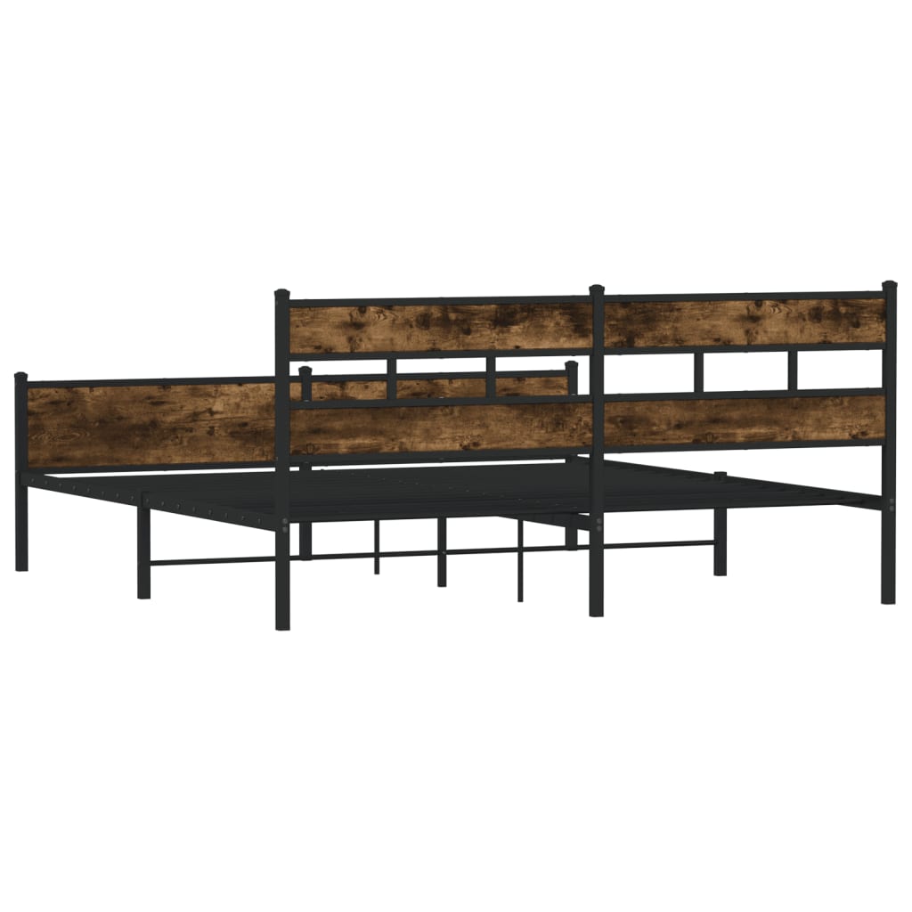 Metal Bed Frame without Mattress Smoked Oak 183x213 cm