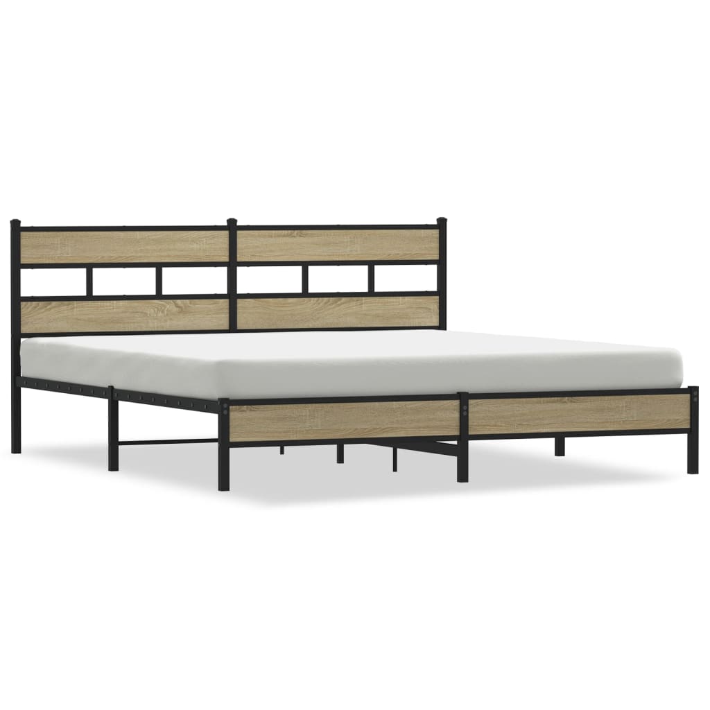 Metal Bed Frame without Mattress Sonoma Oak 183x213 cm