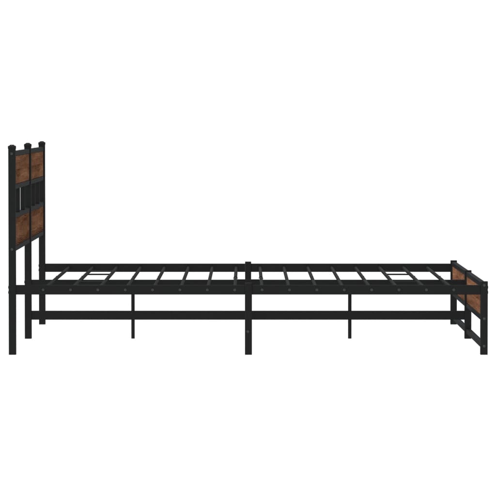 Metal Bed Frame without Mattress Brown Oak 180x200 cm Super King