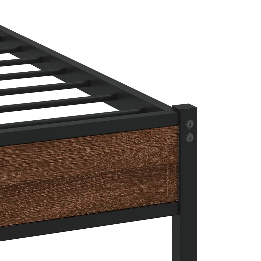 Metal Bed Frame without Mattress Brown Oak 180x200 cm Super King