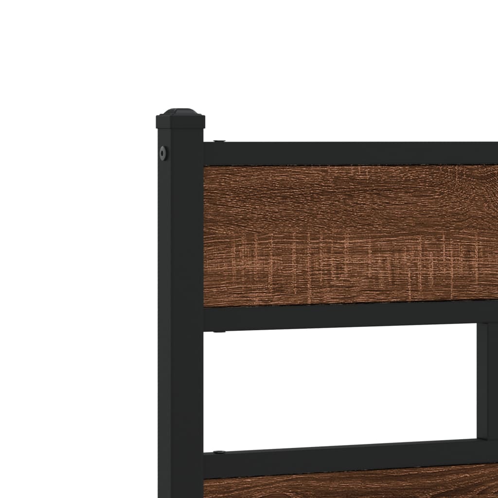 Metal Bed Frame without Mattress Brown Oak 180x200 cm Super King