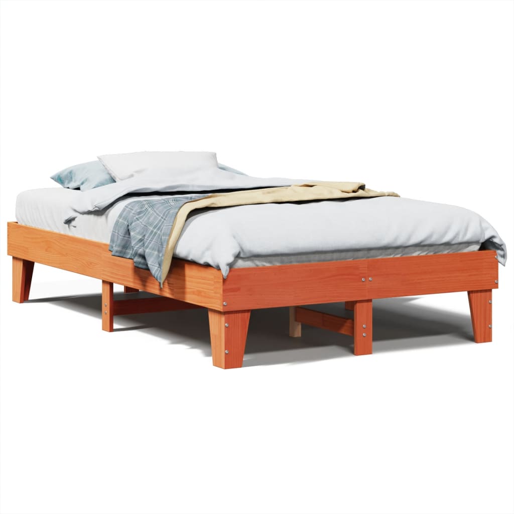 Bed Frame without Mattress Wax Brown 120x190 cm Small Double Solid Wood Pine