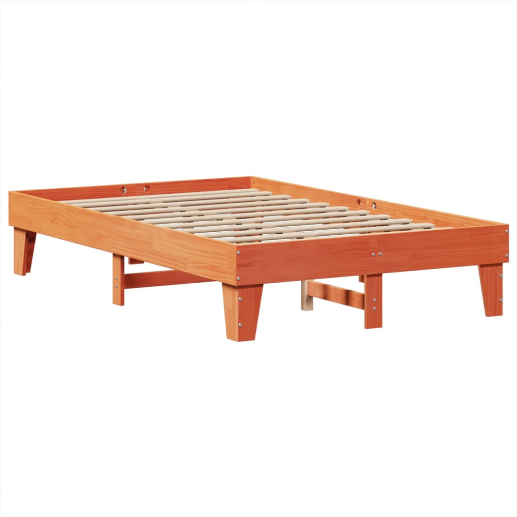 Bed Frame without Mattress Wax Brown 120x190 cm Small Double Solid Wood Pine