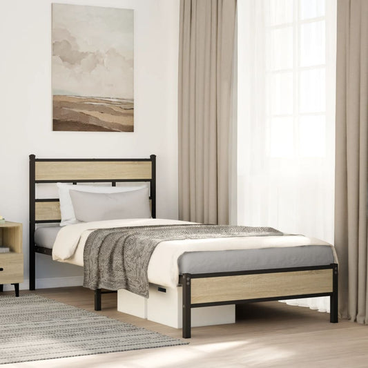 Bed Frame without Mattress Sonoma Oak 107x203 cm Engineered Wood