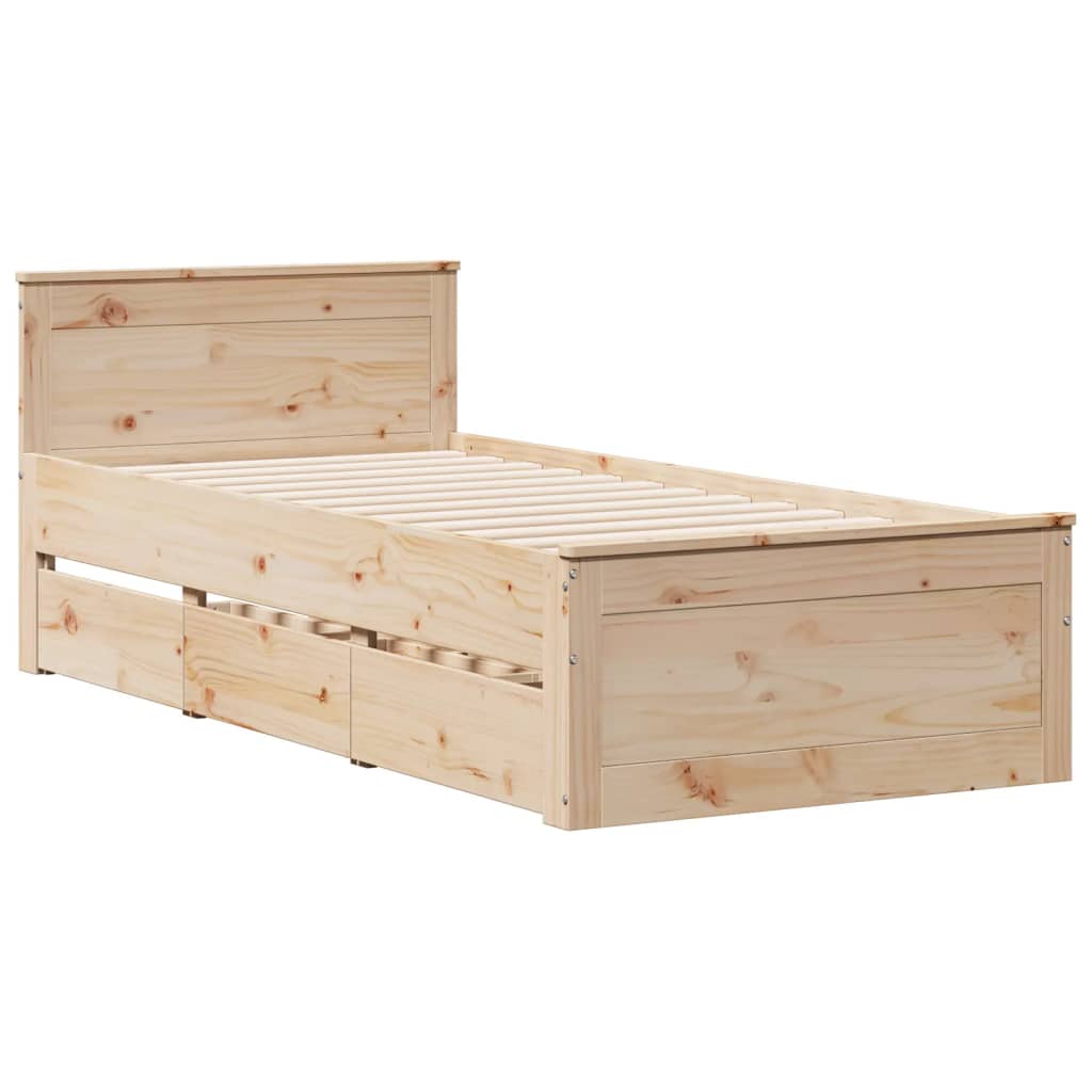 Bed Frame without Mattress with Headboard 100x200 cm Solid Wood Pine