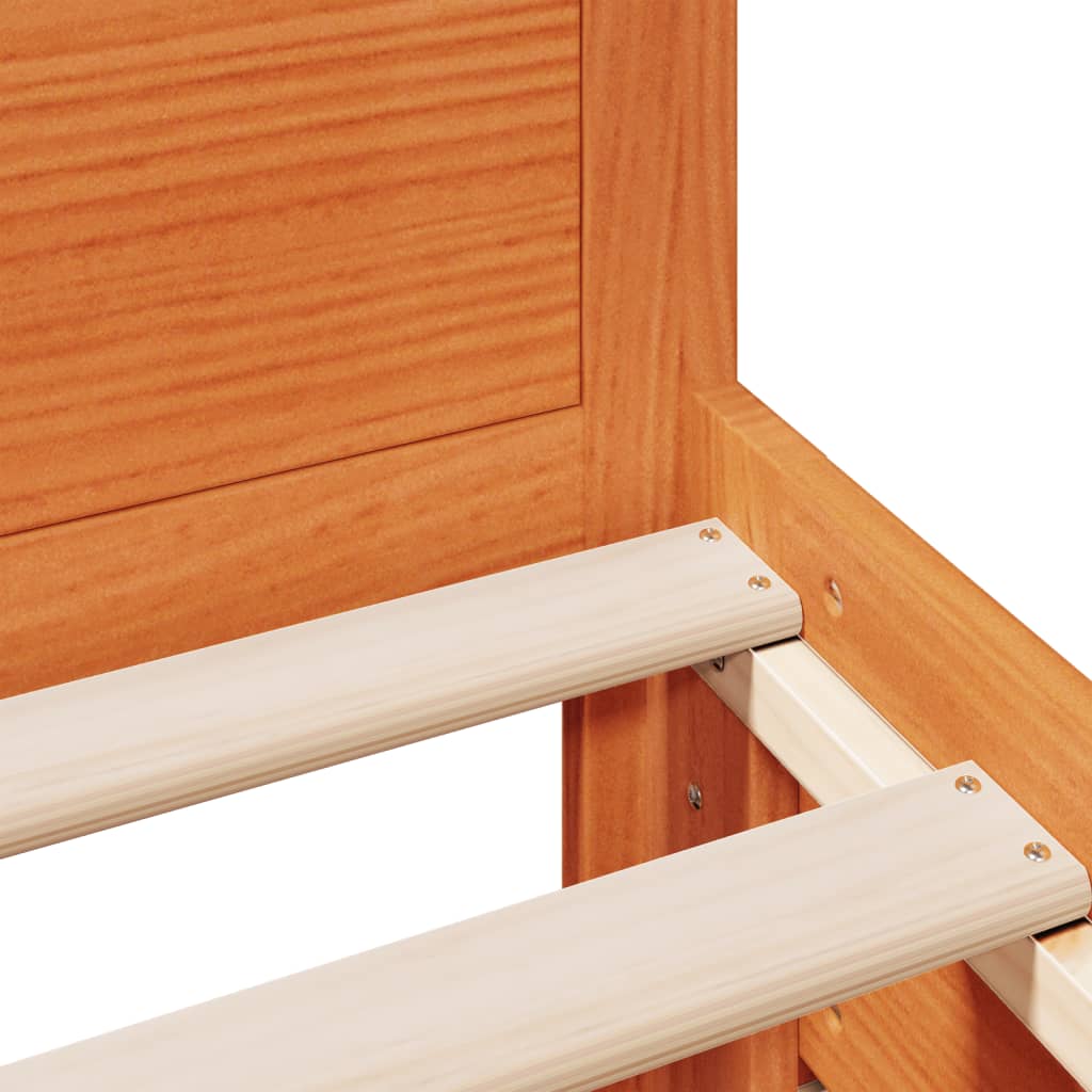 Bed Frame without Mattress with Headboard Wax Brown 100x200 cm Solid Wood Pine