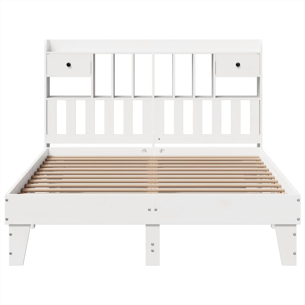 Bed Frame without Mattress White 140x200 cm Solid Wood Pine