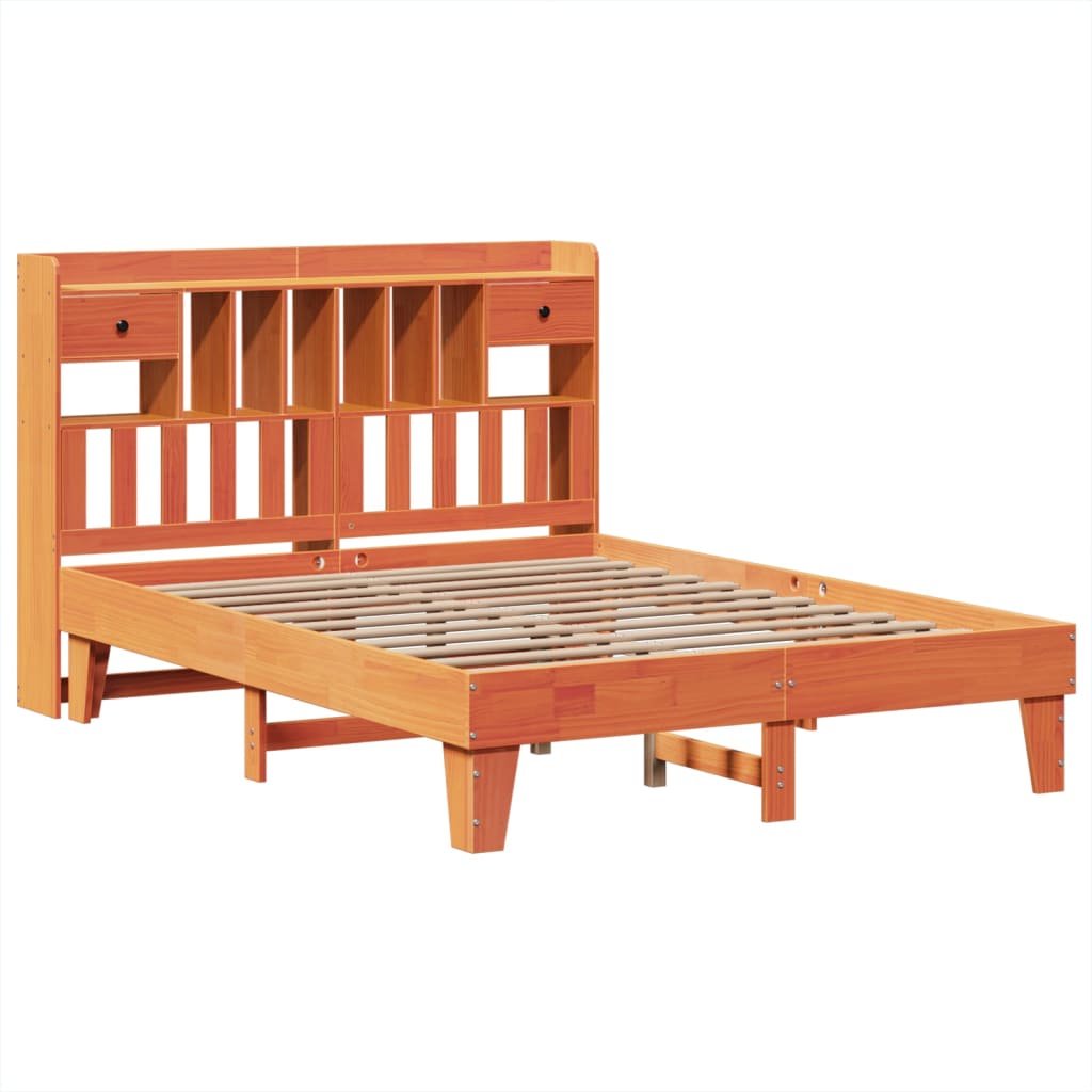 Bed Frame without Mattress Wax Brown 140x190 cm Solid Wood Pine