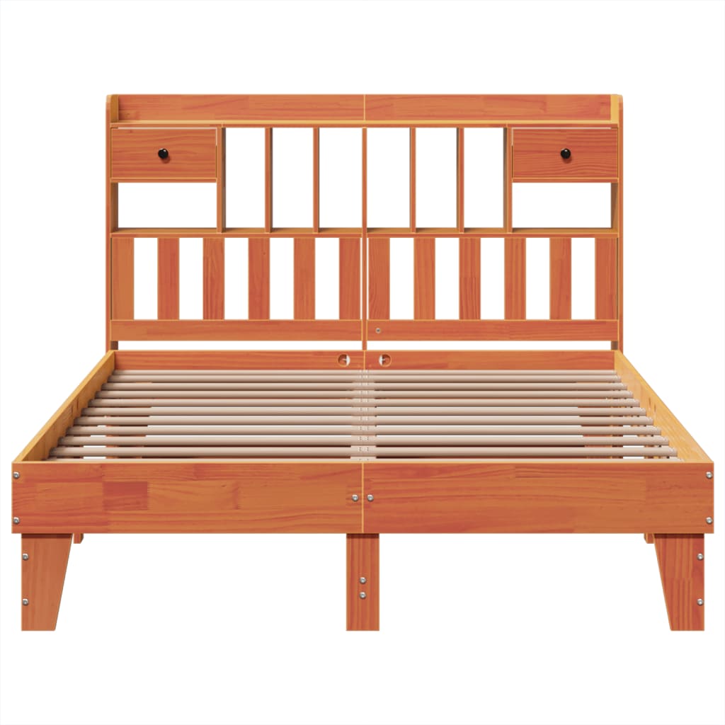 Bed Frame without Mattress Wax Brown 140x190 cm Solid Wood Pine