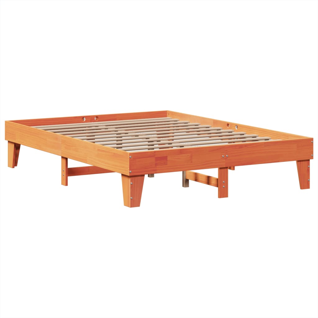 Bed Frame without Mattress Wax Brown 140x190 cm Solid Wood Pine