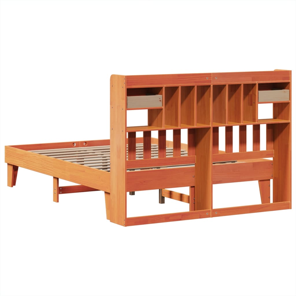Bed Frame without Mattress Wax Brown 140x190 cm Solid Wood Pine