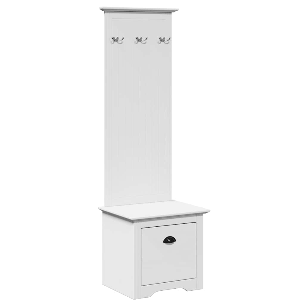 Hallway Cabinet with Hooks BODO White 50x40x157 cm