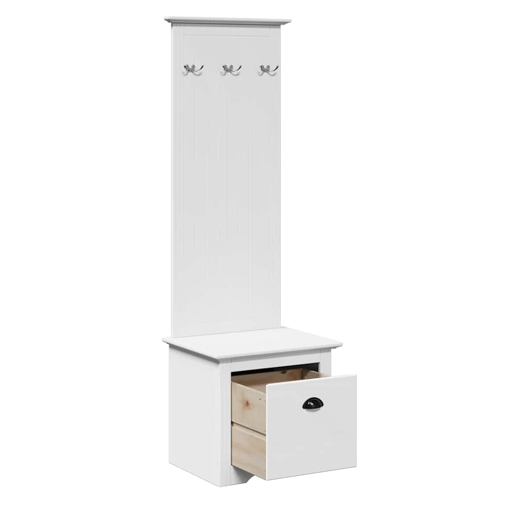 Hallway Cabinet with Hooks BODO White 50x40x157 cm