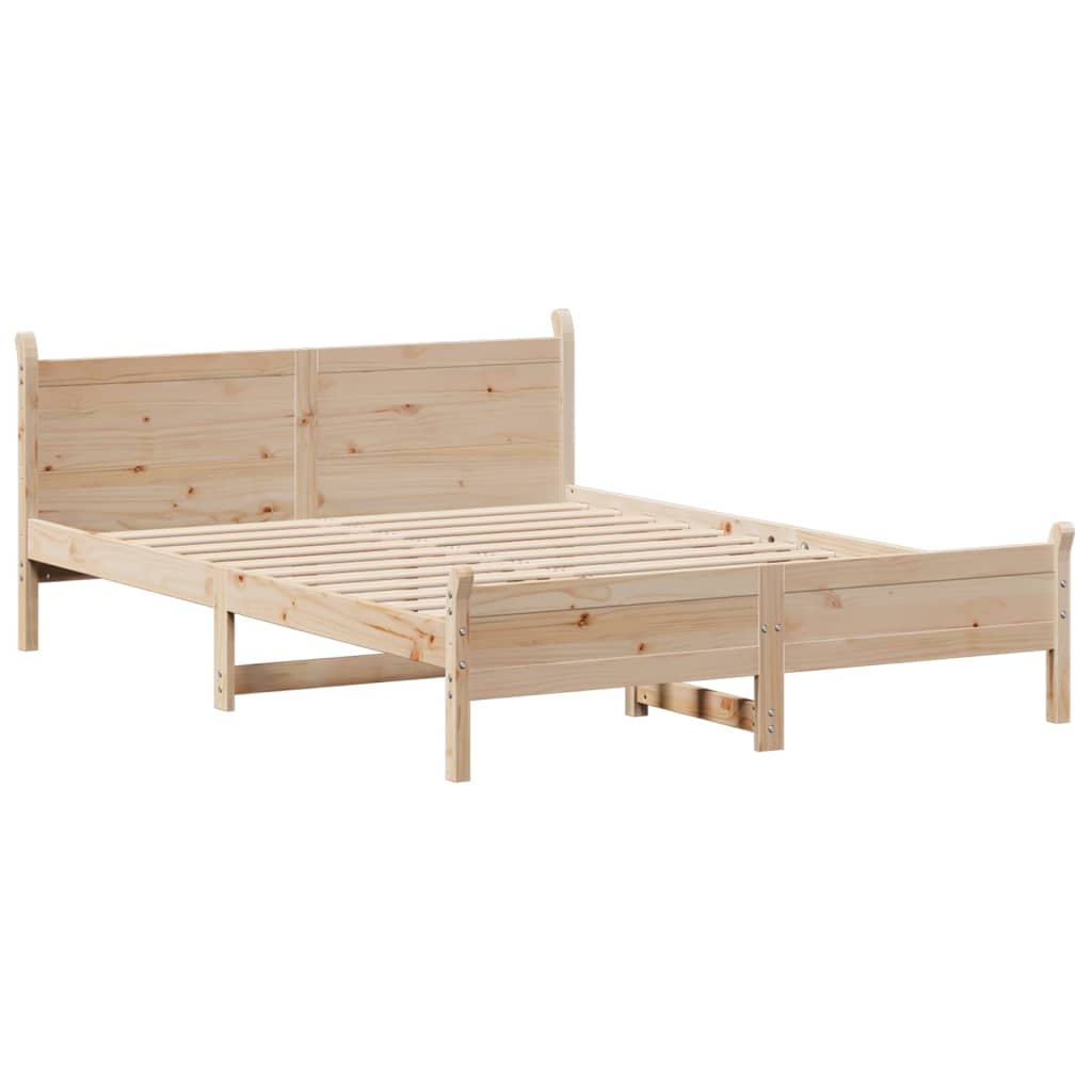 Bed Frame without Mattress 150x200 cm King Size Solid Wood Pine