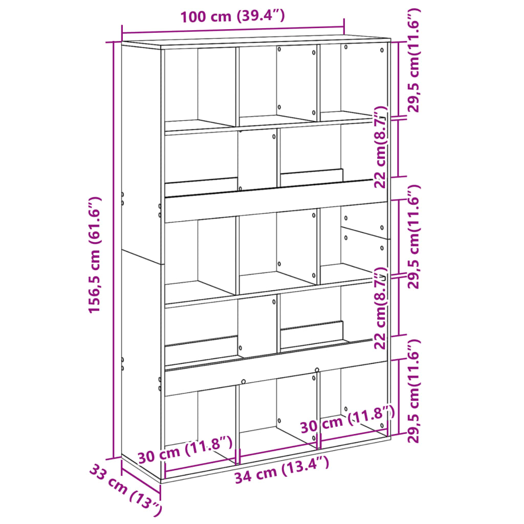 Bookcase Grey Sonoma 100x33x156.5 cm Engineered Wood