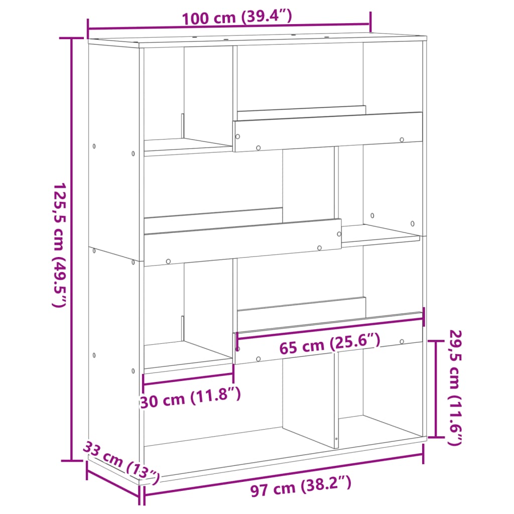 Room Divider Brown Oak 100x33x125.5 cm Engineered Wood