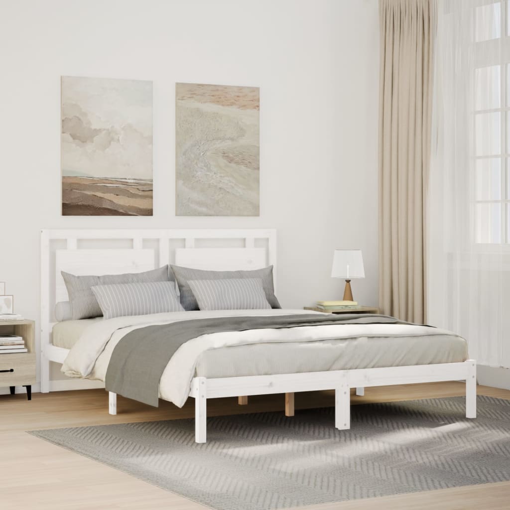 Extra Long Bed Frame without Mattress White 160x220 cm Solid Wood